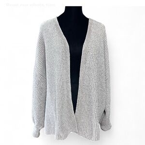 TIME AND TRU Light Gray Open Front Cozy Women's Cardigan Sweater L 12/14